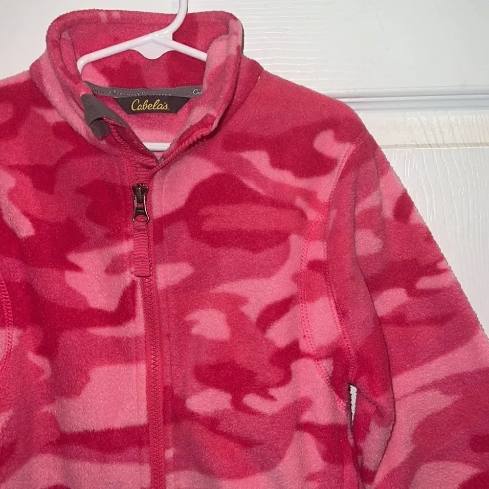 Cabela’s little girl youth XS 4/5 pink warm fleece Camo camouflage  jacket